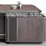 Modern L Shaped Executive Desk with Drawers & Dual Storage Cabinets
