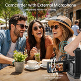 VETEK Video Camera 8k Camcorder 48MP UHD WiFi IR Night Vision Vlogging Camera for YouTube, 18X Digital Zoom 3.0“ LCD Screen Digital Camera with Microphone, 32G SD Card, Remote Control and 2 Batteries