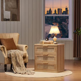 LEYAOYAO Rattan Dresser and Nightstand Sets 3 Piece, Natural