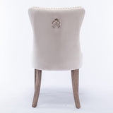 MOOLSUN Velvet Dining Chairs Set of 8, High Back Side Chairs, Modern Padded High-End Tufted Upholstered Chairs with Button-Tufted Back & Rear Pull Tabs, Solid Wood Legs E-Beige(Solid Wood Legs)