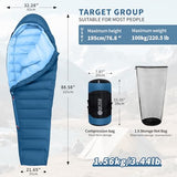 QEZER 0 Degree Down Sleeping Bag for Adults with 650 Fill Power for 27℉-0℉ Cold Weather Lightweight Sleeping Bag