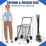 Grocery Shopping Cart, Foldable Heavy Duty Utility Cart w/Large Wheels for Easy Installation and Removal