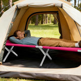HOMSUPPLIE'S Folding Camping Cot,Outdoor Portable Camp Bed, Sleeping Cots with Carry Bag (Pink)