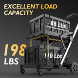 2-Tier Collapsible Shopping Cart with Brake Wheels & 2 Folding Baskets