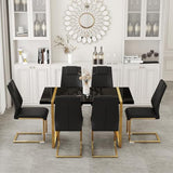 CTPNMCIN Modern Dining Table Set for 6, 55'' Gold Dining Room Table