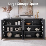93.42'' Sideboard Buffet Cabinet W/Storage, Modern Accent Cabinets W/Curved Handles & Adjustable Shelves