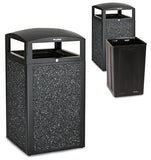 Alpine Industries 40 Gallon Commercial Outdoor Trash Can, Metal with Removable Bin & Locking Lid (Black, Grey Stone)