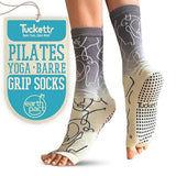 Tucketts Toeless Crew Yoga Socks with Grips - Mothers Day Gifts, Non-Slip Open Toe Grip Socks for Pilates, Barre, Dance, Ballet & Workout, Crew Length, Small-Medium, Size 6-9 - Ellas Dip Dye, 1 Pair