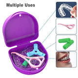 Retainer Case Denture Case: BVN Orthodontic Dental Case, Slim Braces Case, Mouth Guard Case, Denture Box, Teeth Aligner Case, Night Guard Case Container Storage Holder Purple