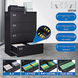 4 Drawer Filing Cabinet with Lock Metal Lateral File Cabinet Office Home Steel Lateral File Cabinet for A4 Legal/Letter