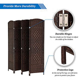 VINGLI 6-Panels Tall Rattan Room Divider, 6 FT Folding Privacy Screen, Indoor Partition Wall Dividers