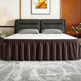 ANARACHON Full Bed Skirt, Elastic Wrap Around Bed Skirt Full Size, Bed Skirts for Adjustable Bed, Easy Fit with 18" Drop Length Tailored Drop Dust Ruffle (Brwon)