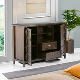SIMPLIHOME Burlington 54" Wide Solid Wood TV Stand in Mahogany Brown