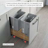 Dowell Double 35Qt Undermount Trash Pull-Out Waste Container with Full Extension Soft-Close Slides