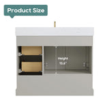 DELUXE LIVING 42 Inch Bathroom Vanity with Sink Combo, Solid Wood Frame with Stone Top & Backsplash, Fully-Assembled with Soft-Closing Doors & 4 Drawers, Greige
