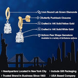 Gem Stone King 14K 2-Tone Gold Moissanite Lab Grown Diamond Dangle Earrings