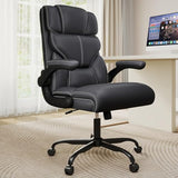 Executive Office Chair with Flip-up Armrests,Ergonomic Computer Desk Chairs,Mid-Tall Back Leather Office Chair 400 Lbs