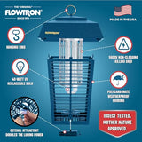 Flowtron Bug Zapper, 1 Acre of Outdoor Coverage with Powerful 40W Bulb & 5600V Instant Killing Grid, Electric Insect, Fly & Mosquito Zapper, Made in The USA - Blue Color