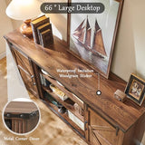 Farmhouse 66"TV Stand for 75+ Inch TV, With 4 Drawers & Sliding Barn Door