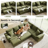 107.8" Modular Sectional Sleeper Sofa with Pull Out Bed, U Shaped 7 Seat Couch with 221L Storage