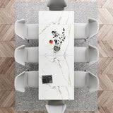 Extendable Dining Table for 4-8, 55"- 78" Rectangular Sintered Stone Dining Room Table