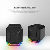 NJJOWRQ 3.5mm& Stereo Surround Wired Speakers Music Game with RGB Light Loudspeakers for Computer PC Laptop TV