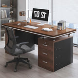 Executive Desk with 3 Drawers, with Storage Cabinet,Rustic Computer Writing Desk,File Drawer