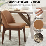 VKNOW Dining Chairs Set of 4, Faux Leather Wooden Kitchen Chairs, Brown