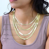 Nuragold 14K Real Yellow Gold Herringbone Chain Flexible Necklace