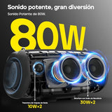 Tribit StormBox Lava Portable Bluetooth Speaker, 80W Loud Wireless Speaker, 24H Playtime, IP67 Waterproof, Bluetooth 5.4, Custom EQ, XBass, Built-in Mic, TWS Pairing for Camping/Beach/Party/Outdoor