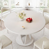 Round Dining Table, Kitchen Dinner Table for 4-6, Dining Room Accent Furniture with Wooden
