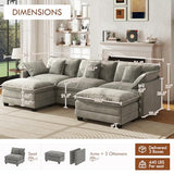 WorthFurni 111.4" Modular Sectional Sofa, U Shape Cloud Couch with 2 Movable Ottoman