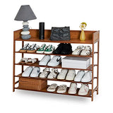 Suwoic Bamboo Shoe Rack Organizer, 5 Tier Shoe shelf Storage Organizer, For Entryway, Hallway, and Closet (Brown-39.4")