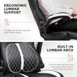COMHOMA Office Computer Gaming Chair Ergonomic Desk Chair for Adults with Lumbar Support Flip-Up Arms Adjustable Height Swivel Wheels PU Leather Executive Design for Short People Use, White