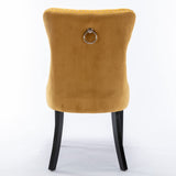 MOOLSUN Velvet Dining Chairs Set of 6, High Back Side Chairs, Modern Padded High-End Tufted Upholstered Chairs with Button-Tufted Back & Rear Pull Tabs, Solid Wood Legs E-Gold(Solid Wood Legs)