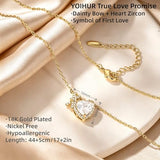 YOIHUR Gold Necklace for Women, Heart Necklace, Gift & Bow Pendant Necklace, Dainty Cubic Zirconia Choker Necklaces, Jewelry for Women,Ideal Gifts for Girlfriend, Wife and Mother（True Love Promise）
