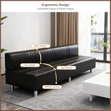 PU Leather Waiting Room Bench with Back Modern Leisure Sofa 550LBS Stable Wood