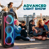Dolphin KaraokeBox 380: Triple 8" Bluetooth Party Speaker – Powerful Sound System, Long-Lasting Rechargeable Battery, LED Lights, 35-Inch Tall, Portable Design, AUX/USB/TF/Bluetooth Connectivity