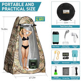 Thallike Portable Camping Shower, Pop Up Shower Privacy Tent Kit with LED Lights, Rechargeable Shower Pump with 6.6 Gallons Foldable Bucket Camp Bathroom for Adults Outdoor Hiking