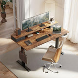 63 Inch Electric Standing Desk with Drawers, Adjustable Height Small Sit Stand Desk for Home Office