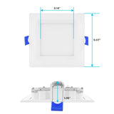 LUXRITE 12-Pack 4 Inch Ultra Thin Square LED Recessed Lighting, 12W, 5CCT Color Selectable 2700K-5000K, 950 Lumens High Output, Dimmable LED Wafer Lights, Wet Rated, Energy Star, ETL, Baffle Trim