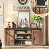 Farmhouse 66"TV Stand for 75+ Inch TV, With 4 Drawers & Sliding Barn Door