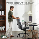 amseatec Office Chair with Flip-Up Arms, Ergonomic PU Leather Executive Desk