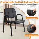 Waiting Room Guest Chair, Leather Stationary Office Reception Chairs No Wheel