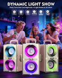 YIER Bluetooth Speaker, 240W Peak Loud Party Speaker with Big Bass, 20H Playtime, TWS, BT5.3, Large Portable Wireless Boom Box with LED Light for Outdoor Backyard Beach Home (Leather Pink)