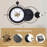 Anmotpe Large Wall Clock Black Modern Wall Clocks Nordic Style Clock Non Ticking Battery Operated Big Wall Clocks for Living Room, Kitchen, Dining Room, Bedroom-36.8X22inch