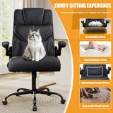 Executive Office Chair with Flip-up Armrests,Ergonomic Computer Desk Chairs,Mid-Tall Back Leather Office Chair 400 Lbs