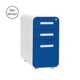 Laura Davidson Furniture Stockpile Slim 3-Drawer Mobile File Cabinet with Lock - Under Desk Metal Filing Cabinet, Legal/Letter File Folders, Wheels and Stationary Feet
