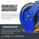 Goodyear Retractable Extension Cord Reel Industrial, 12AWG x 80 ft