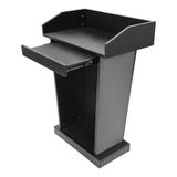 Podium Stand with Slide Drawer, 37.5" Wooden Lectern Pulpit with Large Reading Platform for Church Office